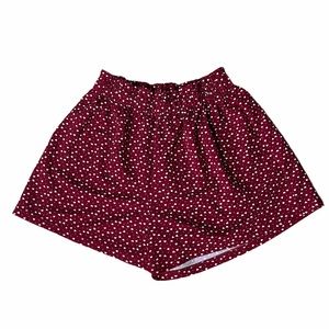 SHEIN Burgundy Polka Heart Pajama Shorts, size XL